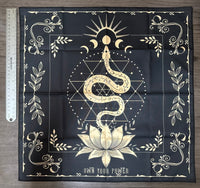 Lotus, Snake & Moon Phase Tarot/Altar Cloth