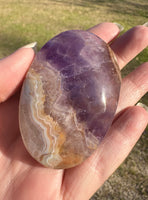 Amethyst Mixed with Stripe Agate Palm Stone #4 (small rainbows)