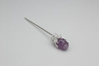 Fluorite Rose Silvertone Metal Hairpin/Scepter #11
