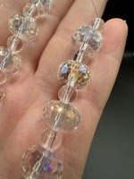 Clear AB Faceted Glass Bead Strand with Round Spacers – Graduated Jewelry Making Beads