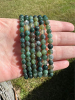 Moss Agate Bracelet Nice Quality 6mm 7.5”
