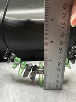 Green & Black Handmade Natural Crystal Crown Headband – Aura-Coated Crystal Points & Crescent Moon