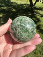 Natural Green Diopside Crystal Sphere 365g – Polished Green Gemstone #2