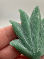 Green Aventurine Cannabis Leaf Carving #3