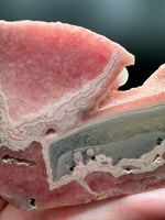 Natural Rhodochrosite Slab #18 – Pink Banded Mineral Specimen with Gray Matrix