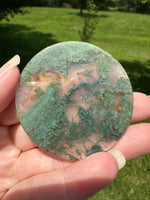 Moss Agate Polished Round Slice #28