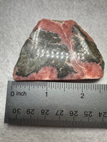 Natural Rhodochrosite Slab #15 – Rosy Pink Mineral Specimen with Dramatic Dark Matrix