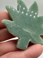 Green Aventurine Cannabis Leaf Carving #1