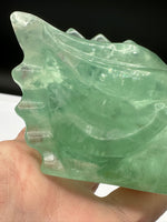 Natural Green Fluorite Dragon Head Carving #8 – 451g