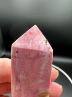 Rhodochrosite Four-Sided Tower #8 – Rosy Pink with Cream & Natural Matrix