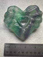Rainbow Fluorite Decorative Carved Heart with Stand #5