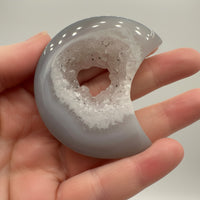 Druzy Agate Geode Carved Moon