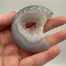 Druzy Agate Geode Carved Moon