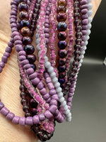 Purple Designer Mixed Glass Bead Strand Bundle – Assorted Glass Beads for Jewelry Making