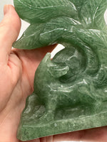 Green Aventurine Nine-Tailed Fox Carving