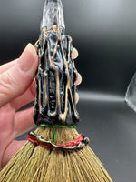 Natural Clear Quartz Decorative Crystal Broom with Om Symbol