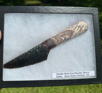 Handmade Silver Sheen Obsidian and Bird's Eye Rhyolite Dagger With Case