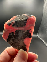 Natural Rhodochrosite Slab #15 – Rosy Pink Mineral Specimen with Dramatic Dark Matrix
