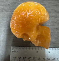 Orange Calcite Skull Carving #2