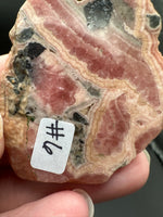 Rhodochrosite Slab #6 – Pink Banded Natural Stone Specimen with Matrix & Natural Cavity
