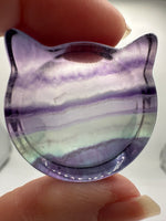 Cat Head Shape Rainbow Fluorite Bowl Carving #3