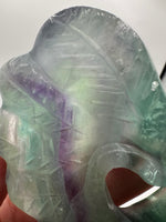 Rainbow Fluorite Decorative Carved Heart with Stand #5