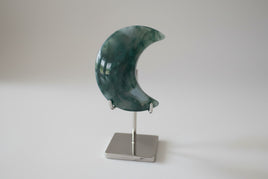 Moss Agate Carved Moon #7