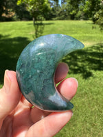 Moss Agate Carved Moon #7