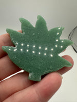 Green Aventurine Cannabis Leaf Carving #2