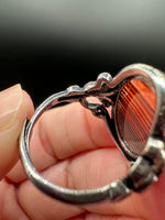 Vintage Style Carnelian Stainless Steel Adjustable Ring #3