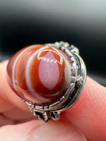 Vintage Style Carnelian Stainless Steel Adjustable Ring #4