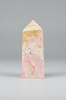 Rhodochrosite Four-Sided Tower #10 – Soft Pink, Cream & Tan Natural Matrix