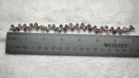 Iridescent Smoky AB Glass Teardrop Bead Strand – Red Faceted Spacer Beads