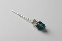 Fluorite Rose Silvertone Metal Hairpin/Scepter #4