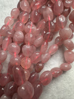 Purple Rose Quartz Freeform Bead Strand