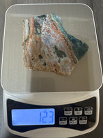 8th Vein Ocean Jasper Slab #4 – Rare Teal Blue Green & Red Orange Orbs – Madagascar