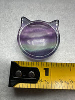 Cat Head Shape Rainbow Fluorite Bowl Carving #3