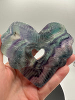 Rainbow Fluorite Decorative Carved Heart with Stand #9