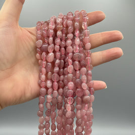Purple Rose Quartz Freeform Bead Strand