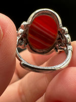 Vintage Style Carnelian Stainless Steel Adjustable Ring #2