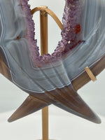 Amethyst Agate Heart Wings Carving with Stand #2