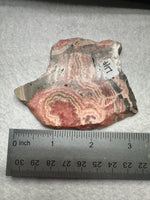 Natural Rhodochrosite Slab #17 – Pink Banded Mineral Specimen with Black Matrix