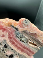 Rhodochrosite Slab #6 – Pink Banded Natural Stone Specimen with Matrix & Natural Cavity