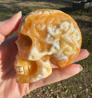 Yellow and White Mixed Calcite Skull #3