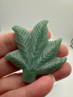 Green Aventurine Cannabis Leaf Carving #5