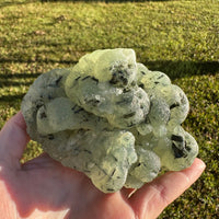 Prehnite mixed with Green Tourmaline Raw Specimen #11