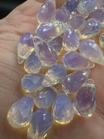 Opalite Faceted Briolette Teardrop Pendants – 12 × 8 mm Glass Pendants for Jewelry Making