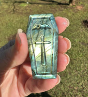 Coffin Shape Labradorite Carving with Case