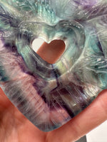 Rainbow Fluorite Decorative Carved Heart with Stand #9