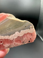 Natural Rhodochrosite Slab #18 – Pink Banded Mineral Specimen with Gray Matrix